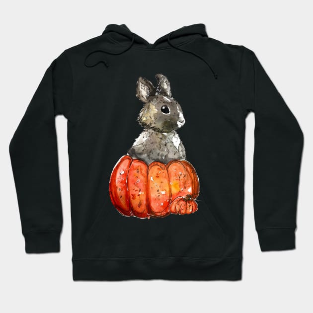 Grey Pumpkin Bunny Hoodie by aquabun